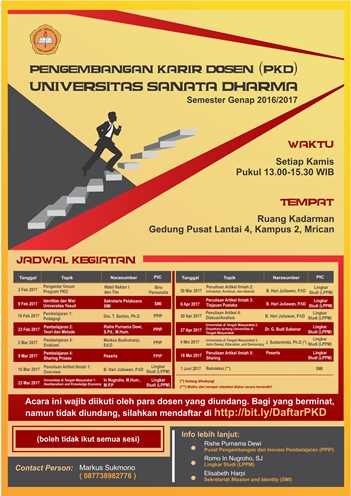 Agenda Pertemuan Agenda Pengembangan Karir Dosen Universitas Sanata Dharma Yogyakarta Tahun 2017