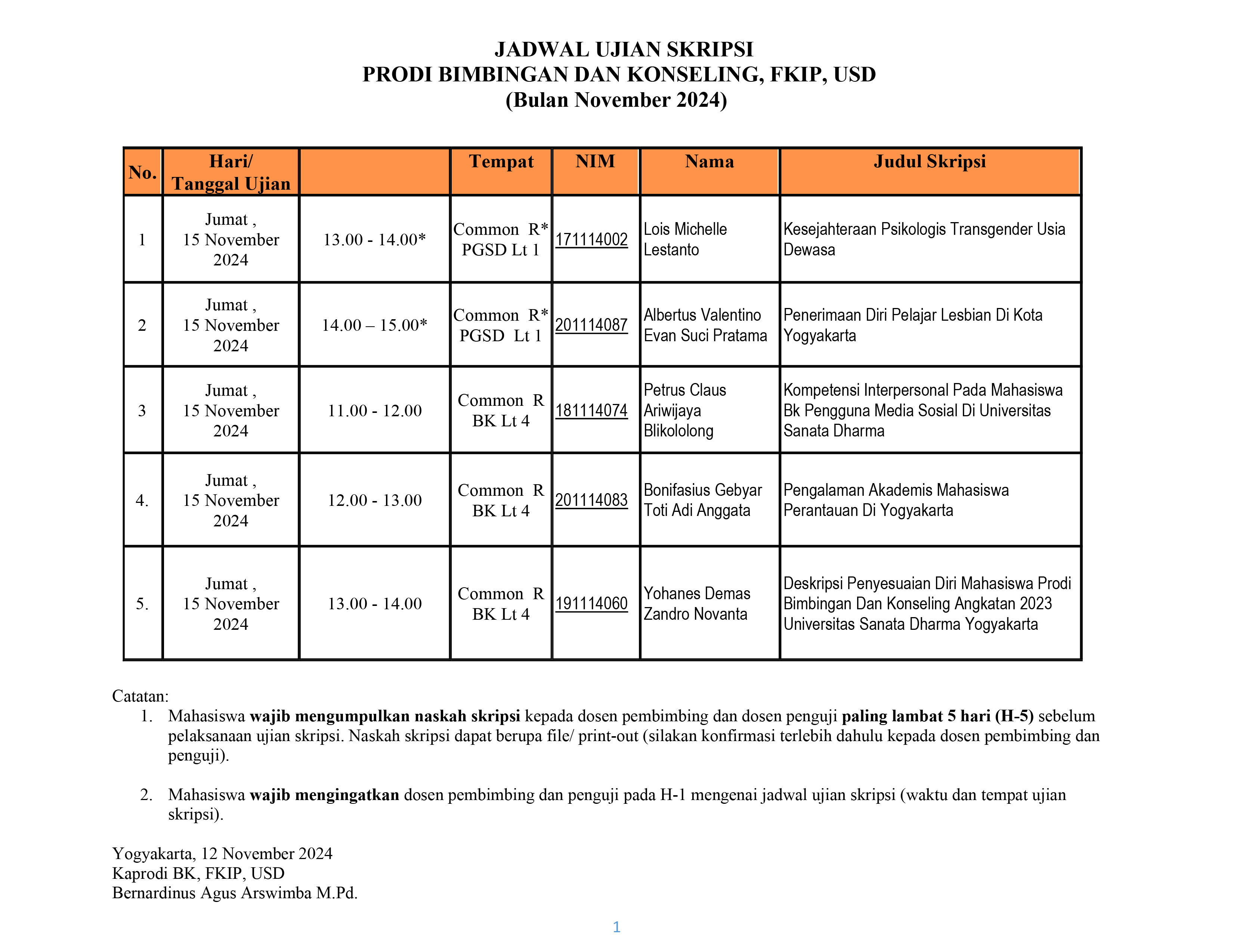 Jadwal Ujian skripsi November 2024-01