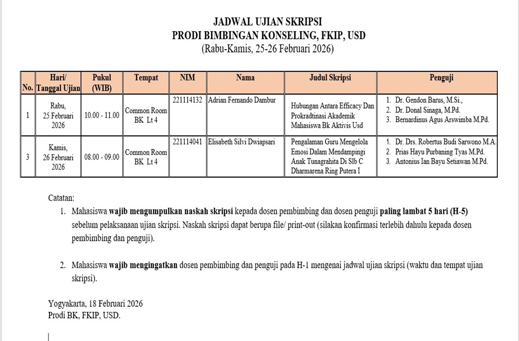 jadwal ujian skripsi Feb 26