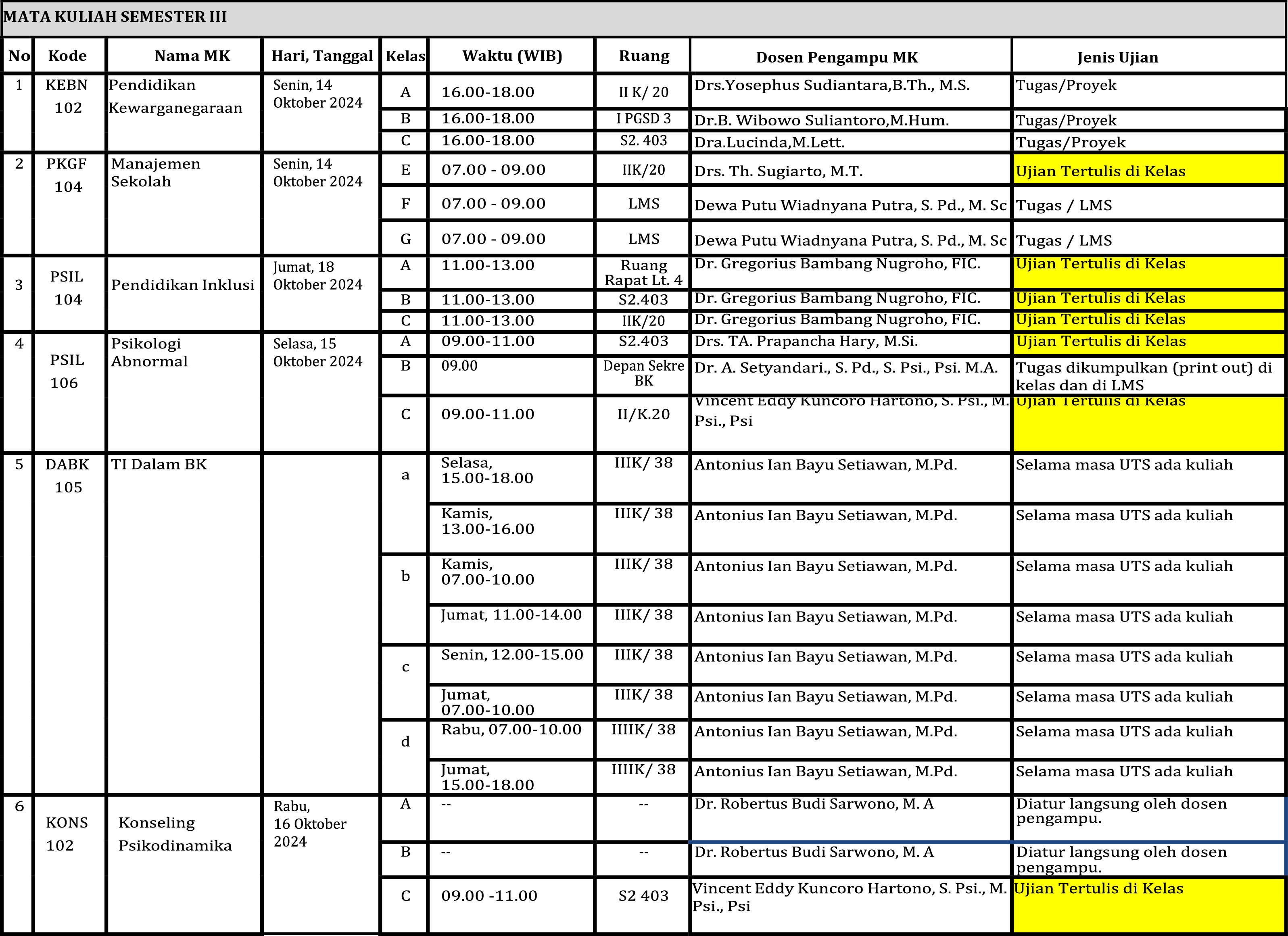 jadwal UTS ganjil 24-25 2