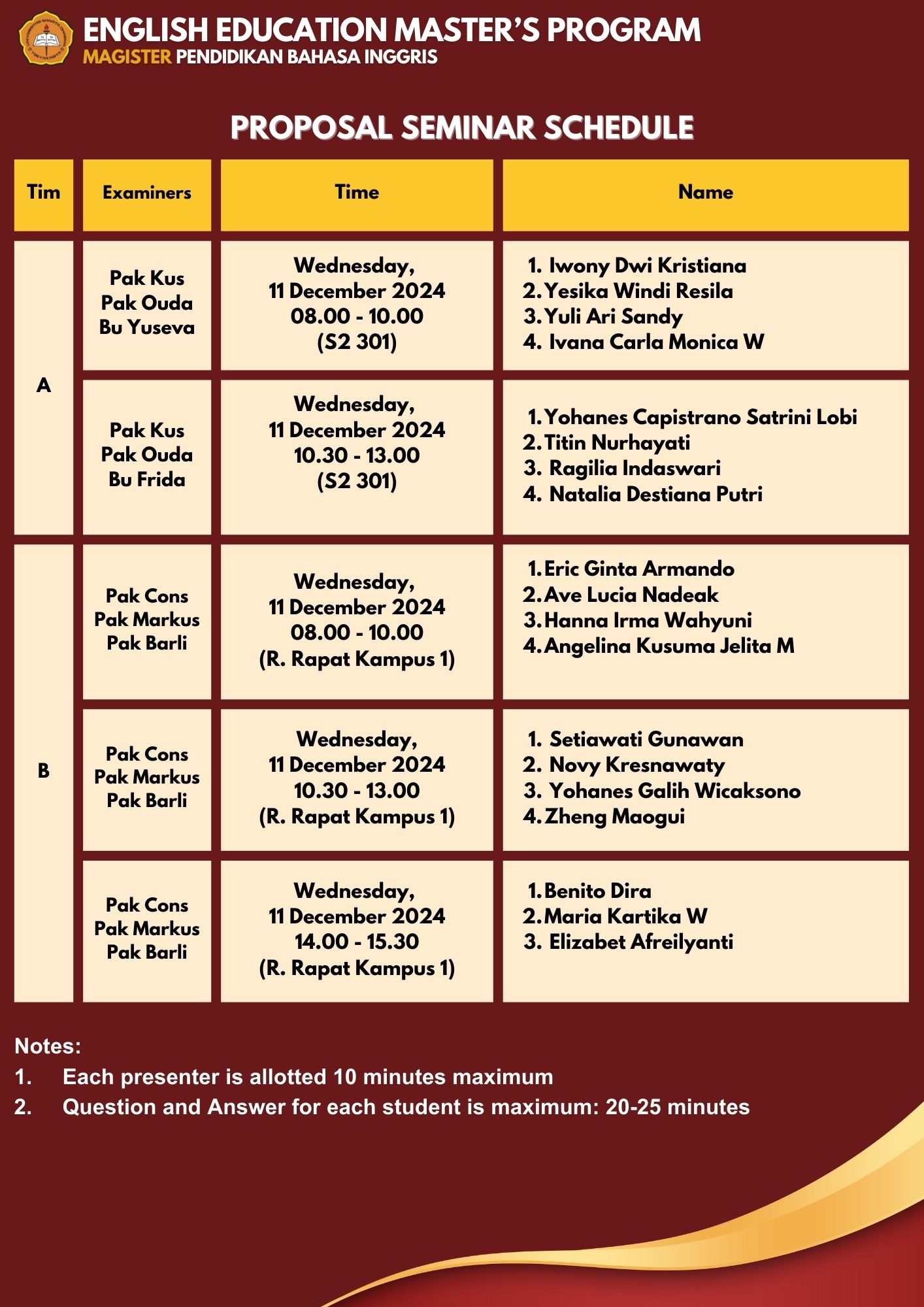 Proposal Schedule Fix