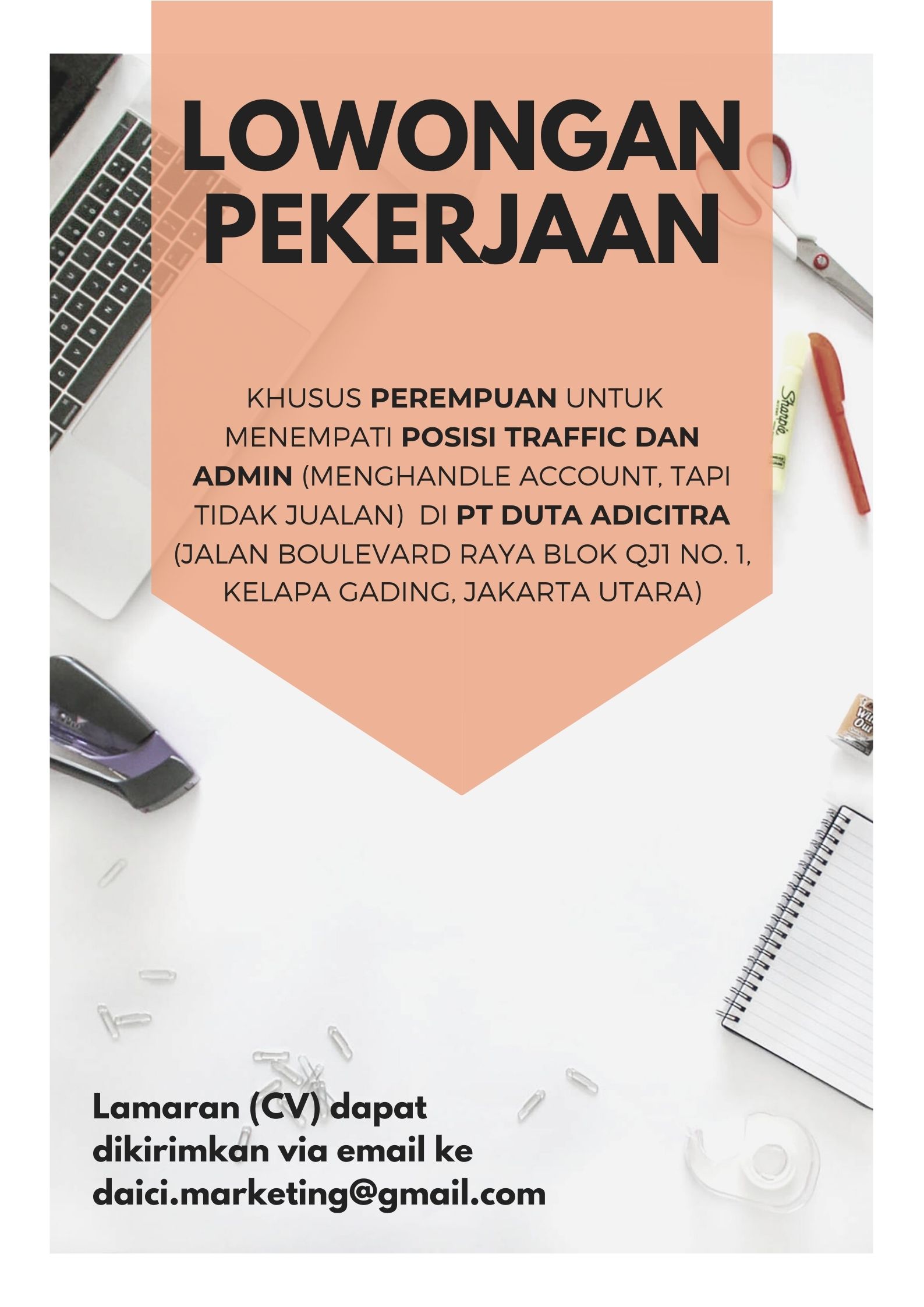 Lowongan Kerja PT Duta Adicitra Lowongan Kerja PT Duta Adicitra
