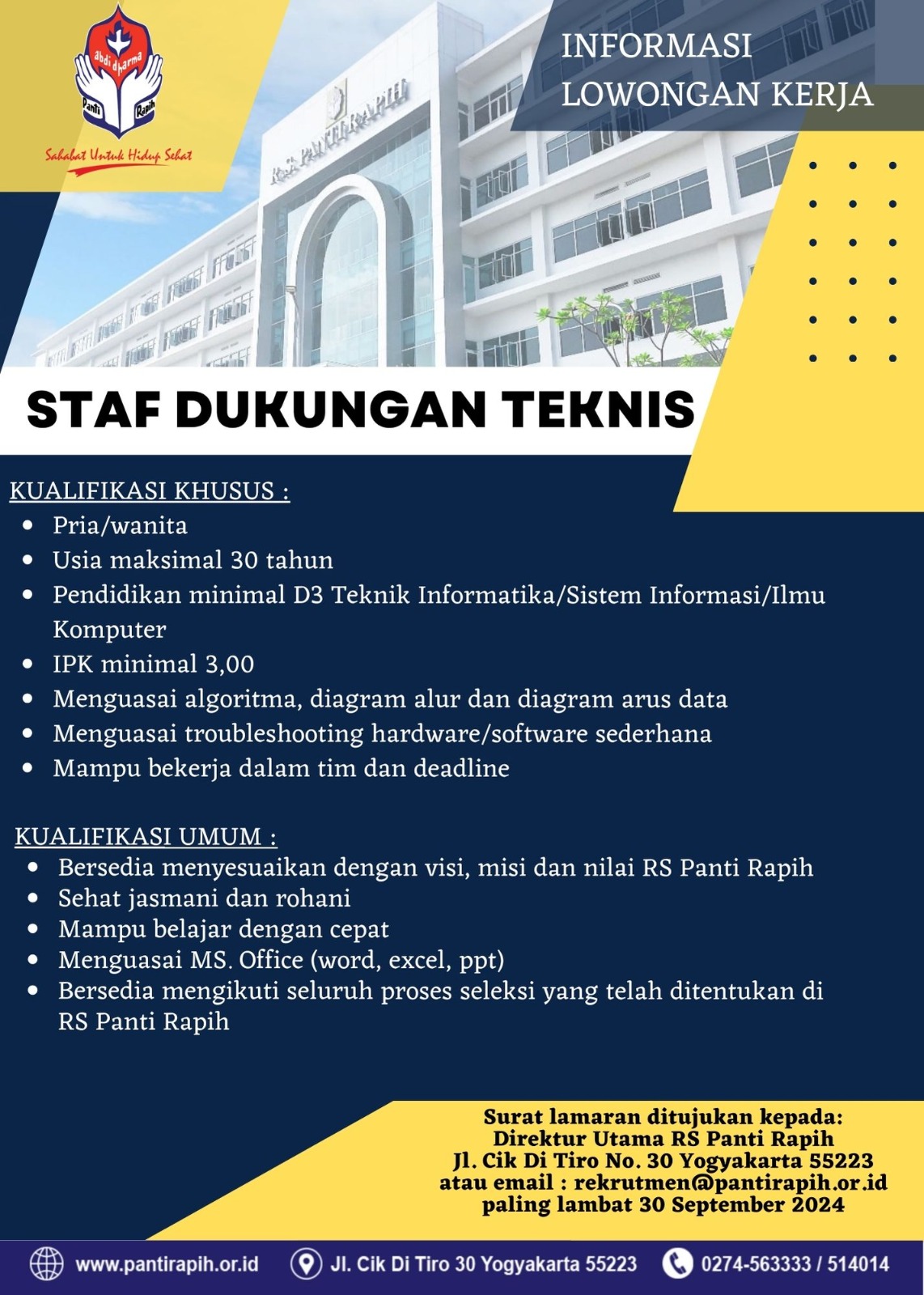 Lowongan kerja Panti rapih 1