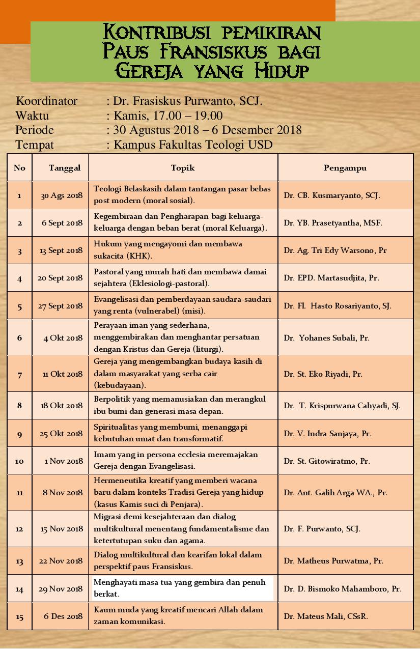 Jadwal EC Semester Gasal 2018-2019